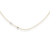 Assymetrical Diamond Initial Necklace with Bezel