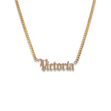Custom Old English Diamond Curb Necklace
