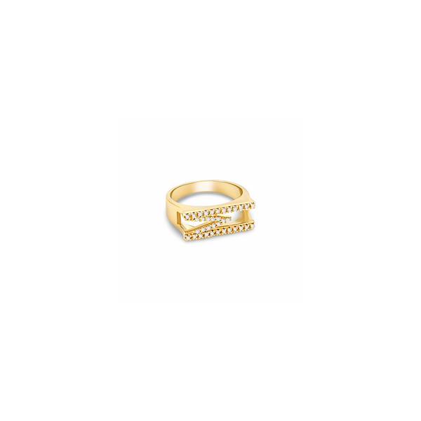 Pave Diamond Initial Ring