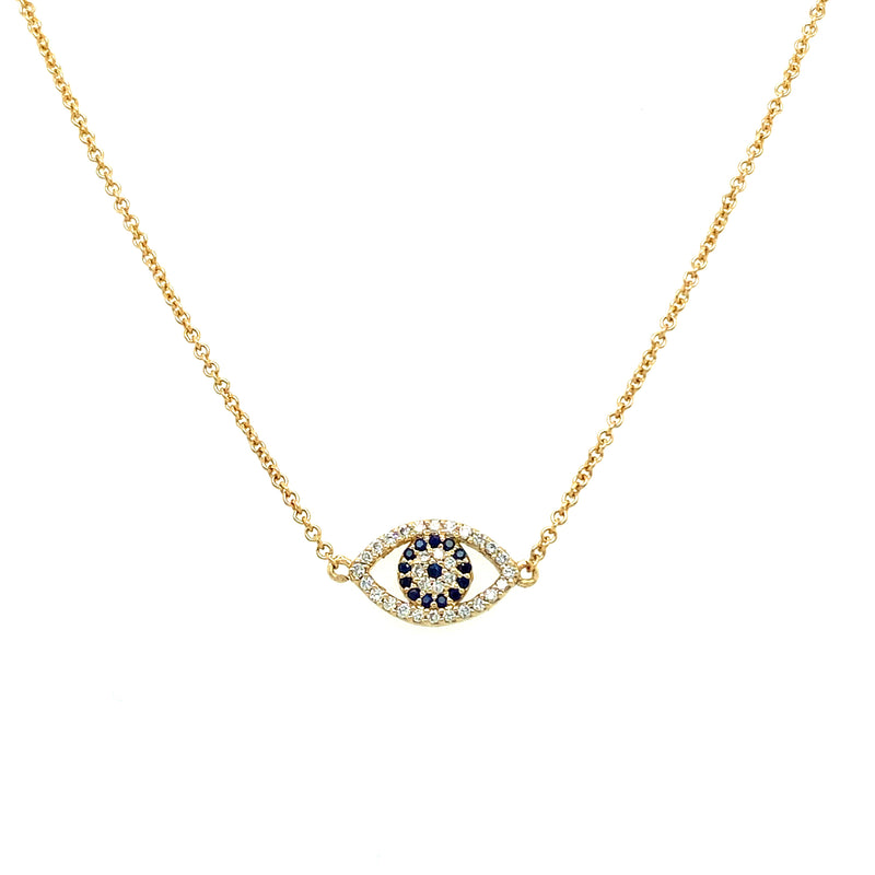 Sapphire Diamond Evil Eye Necklace