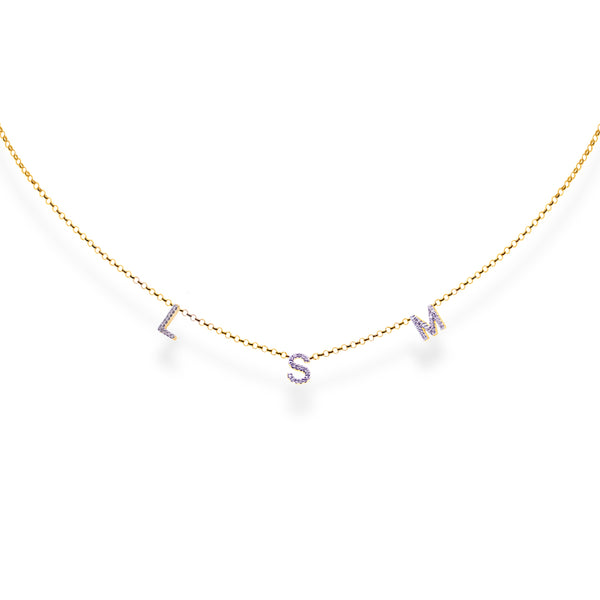 Centered Multiple Diamond Initial Necklace