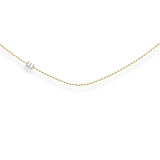 Assymetrical Single Diamond Initial Necklace