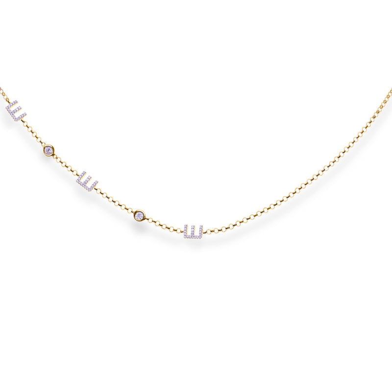 Assymetrical Diamond Multiple Initial Necklace with Bezel
