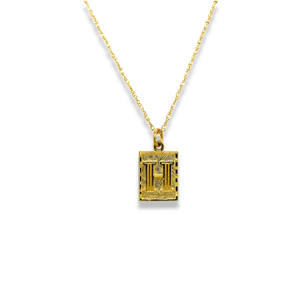 Vintage Rectangle Initial Necklace