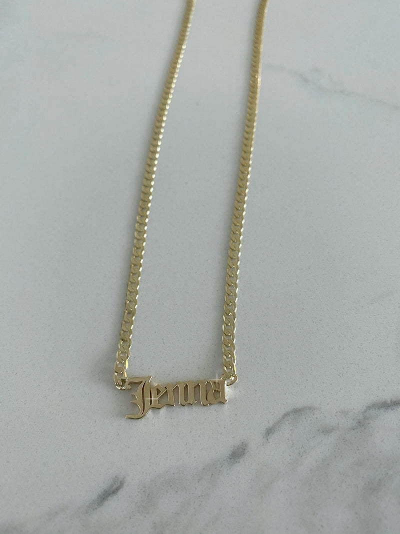 Old English Cuban Name Necklace – Crown Carat1