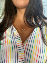 Diamond Block Initial Pendant