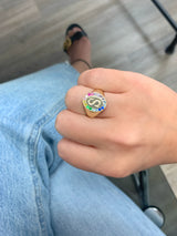 Rainbow Signet Initial Ring